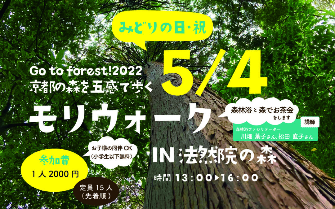 【2023/5/4参加者募集】～Go to Forest！2023 京都の森を五感で歩く～モリウォーク IN 法然院の森